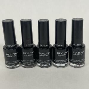 Lot Of 5 Revlon Colorstay Nail Enamel #270 Stiletto 0.4 Fl Oz Real Black